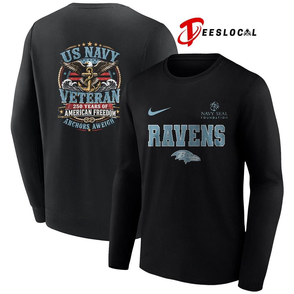 Baltimore Ravens US Navy seal foundation 250 years of American freedom anchors aweigh shirt