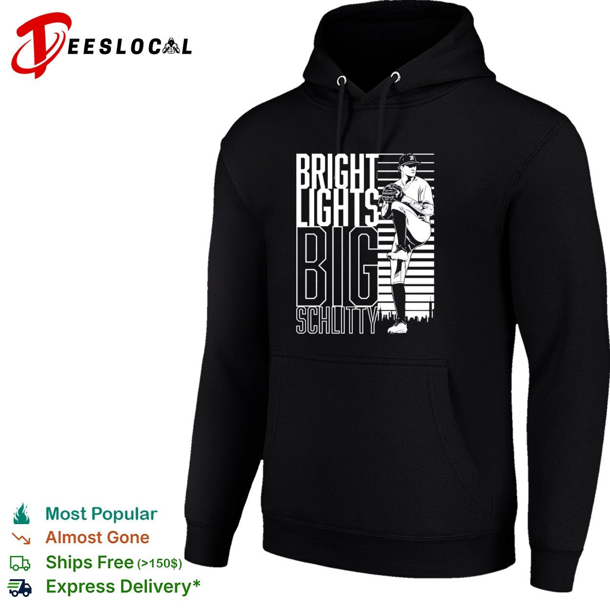 Baseball pitcher bright lights big schlitty skyline shirt