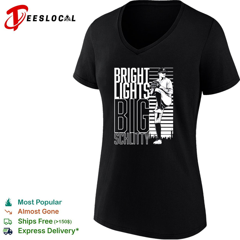 Baseball pitcher bright lights big schlitty skyline shirt