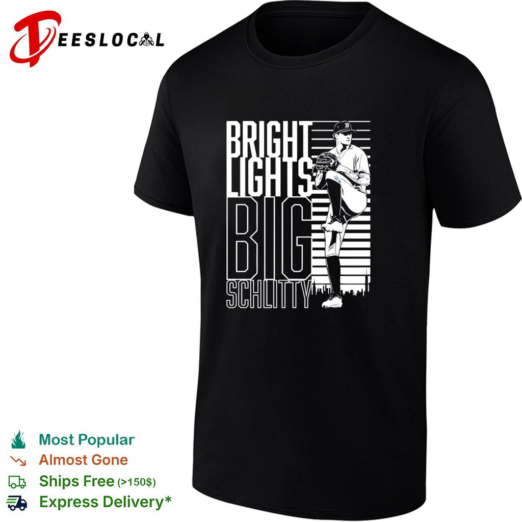 Baseball pitcher bright lights big schlitty skyline shirt