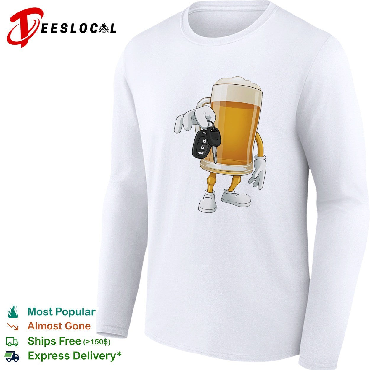 Beer mug holding car keys funny drunk shirt