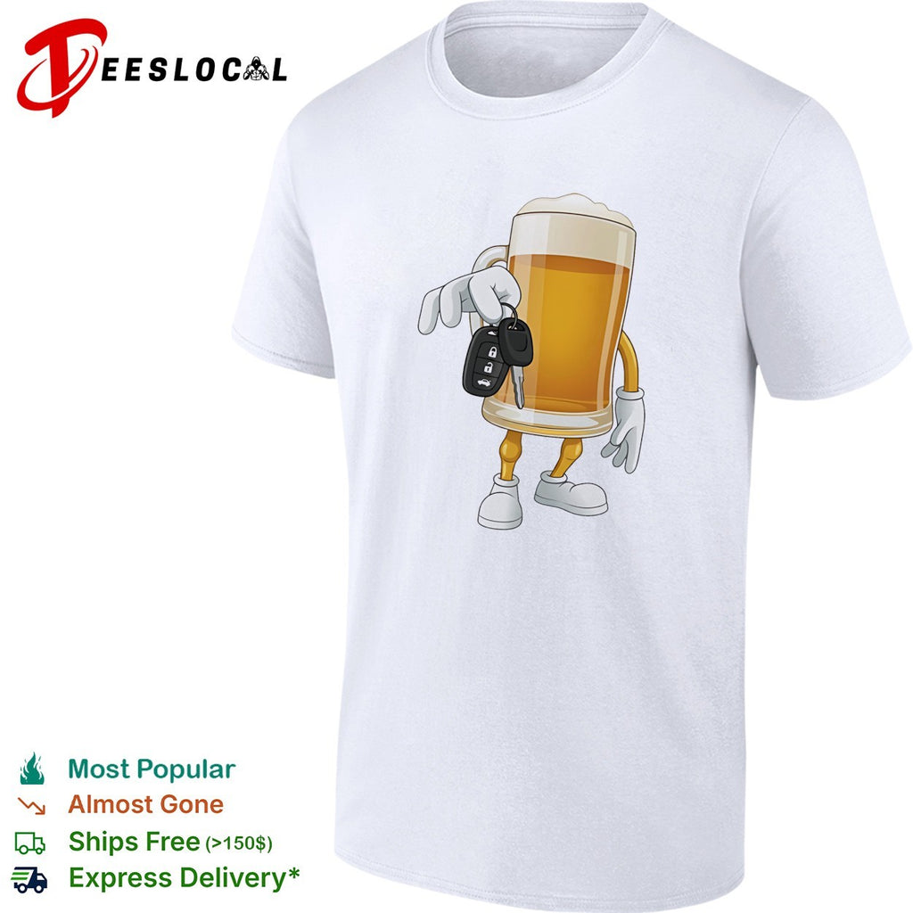 Beer mug holding car keys funny drunk shirt