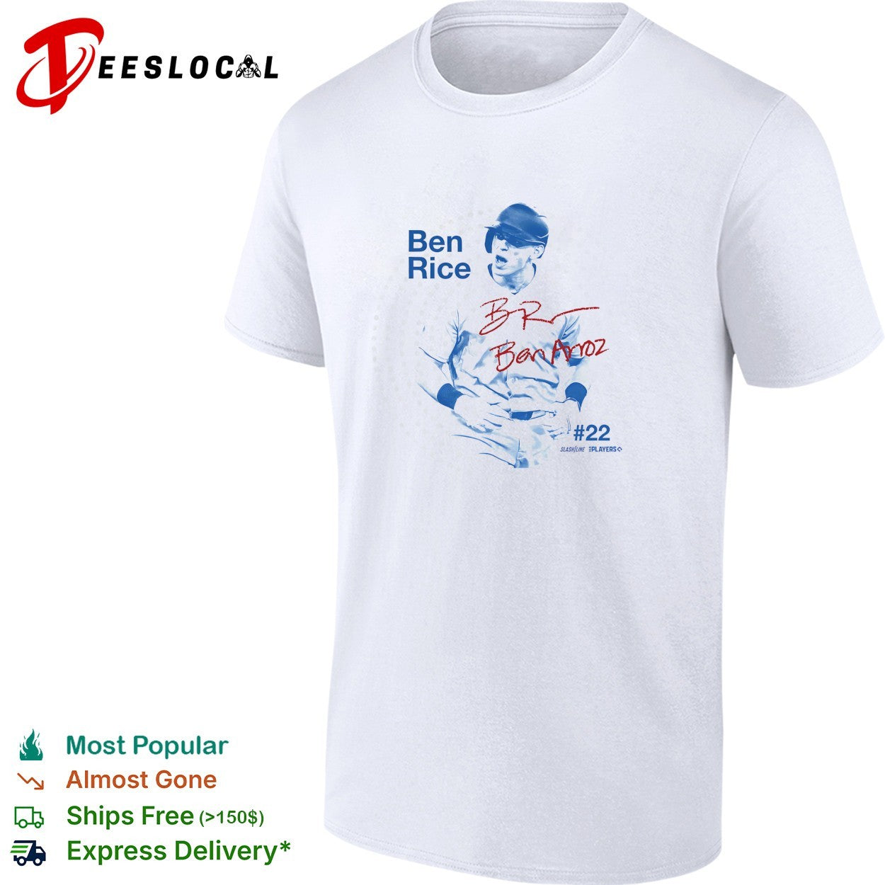 Ben Rice New York Yankees Ben Arroz portrait signature shirt