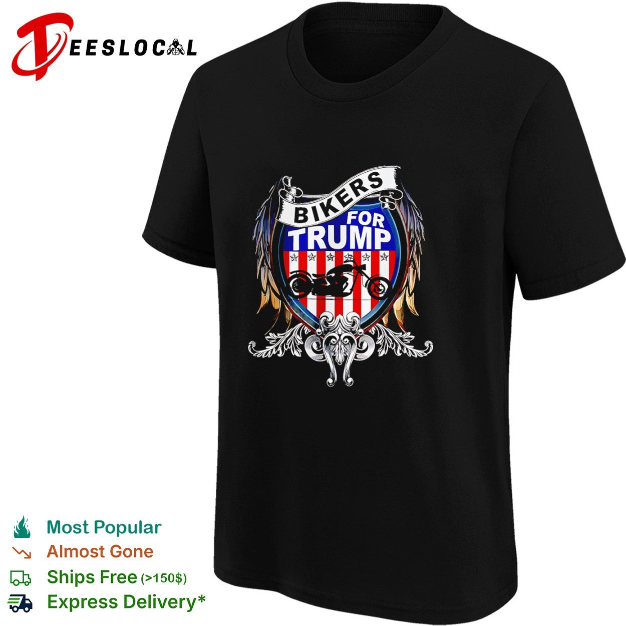 Bikers for Trump motorcycle shield shirt