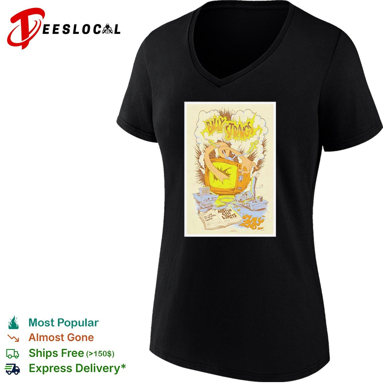 Billy Strings Austin City Limits ACL Live Moody Theater exploding TV concert poster shirt