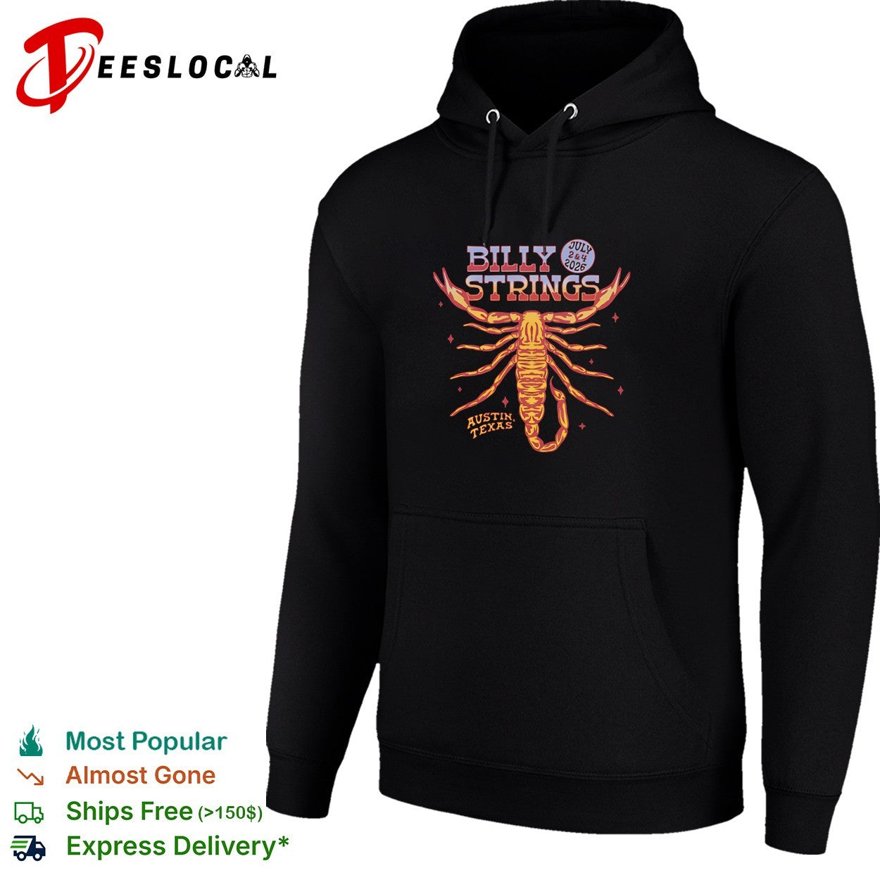 Billy Strings Austin Texas July 2 and 4 2026 scorpion shirt