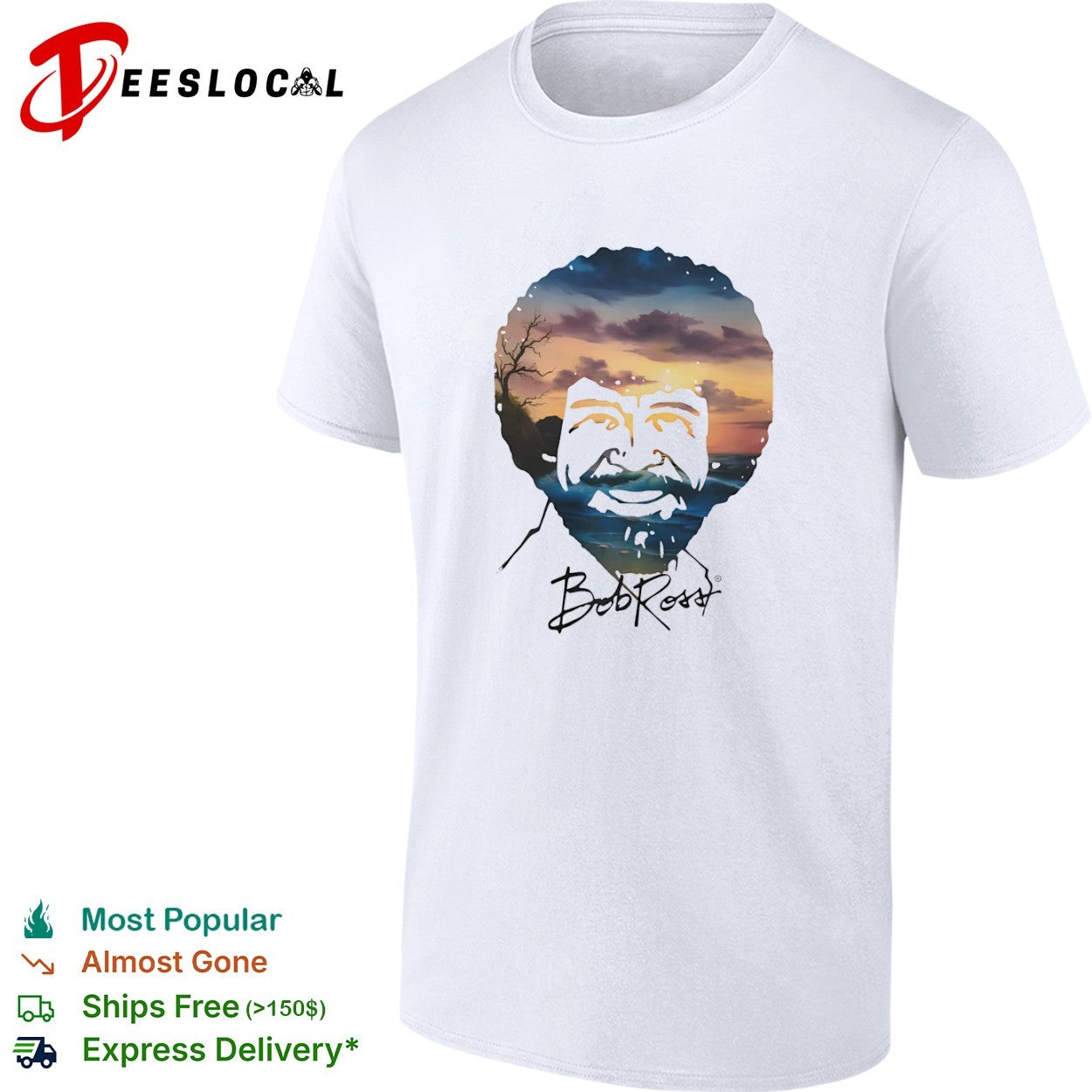 Bob Ross Double Exposure Nature Landscape shirt