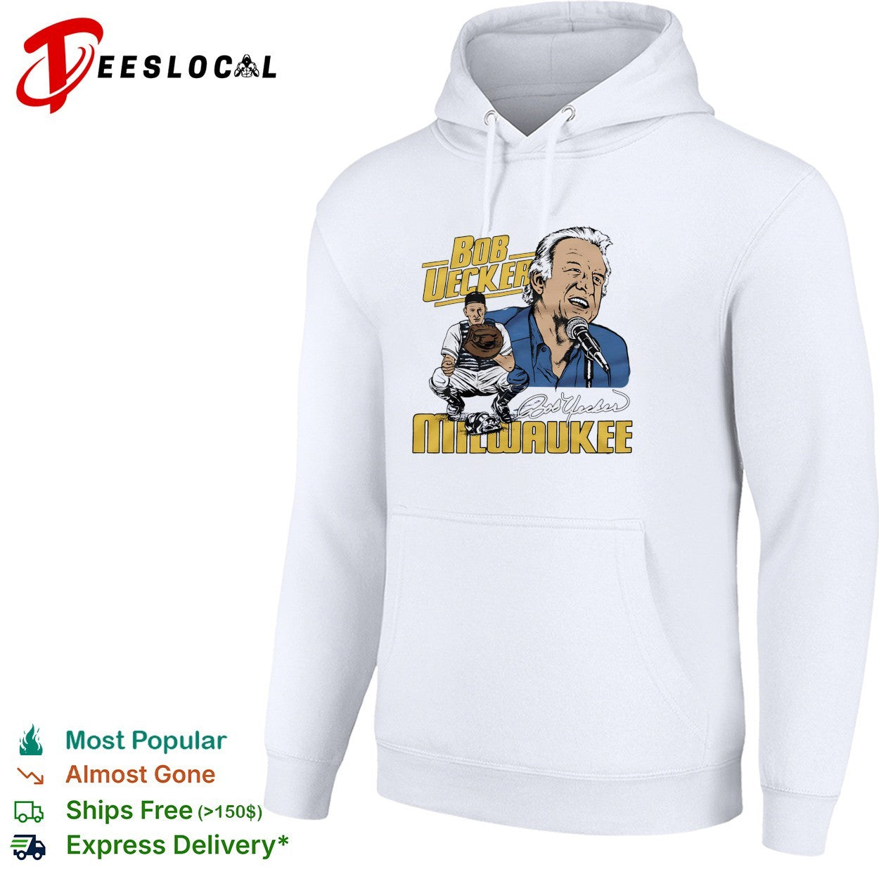 Bob Uecker Milwaukee Brewers catcher broadcaster signature shirt