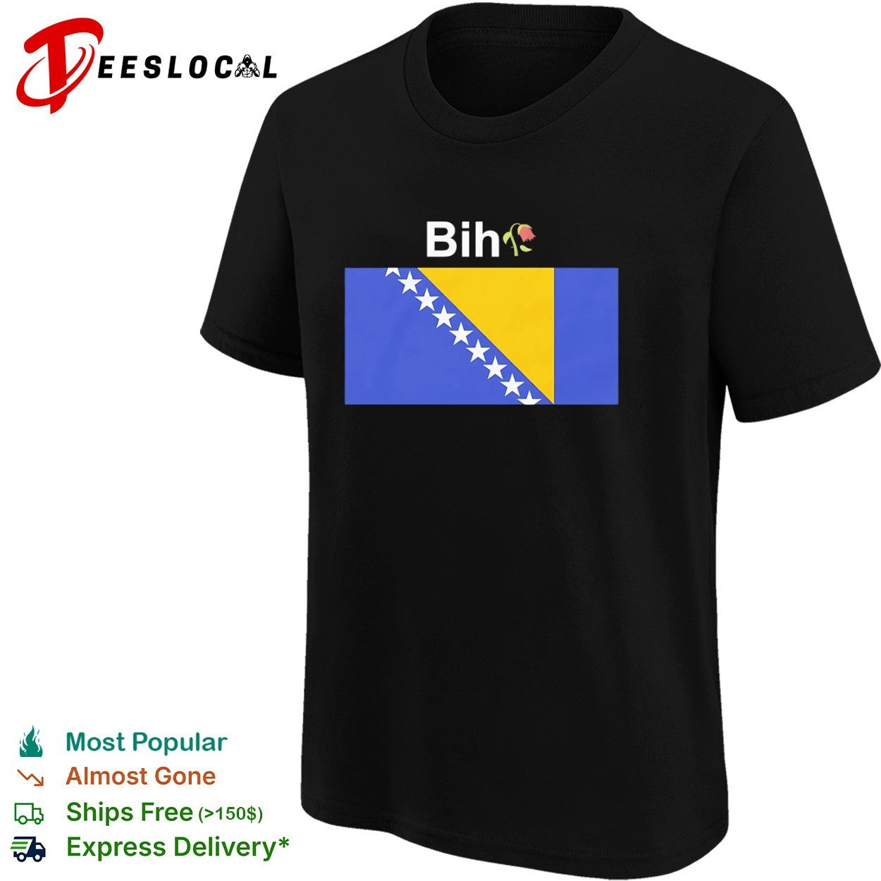 Bosnia Bih flag rose shirt