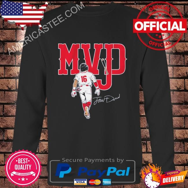 Boston Basebal 16 Jarren Duran Behind Signature MVJD Shirt
