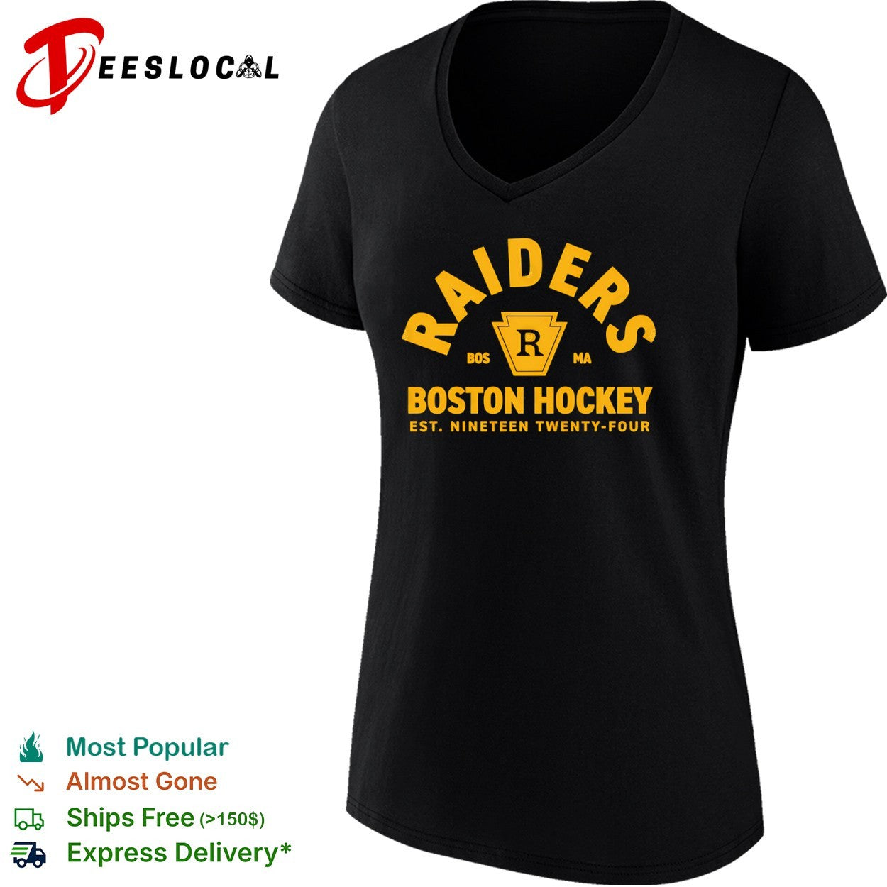 Boston Hockey Raiders Bos MA est nineteen twenty four shield shirt
