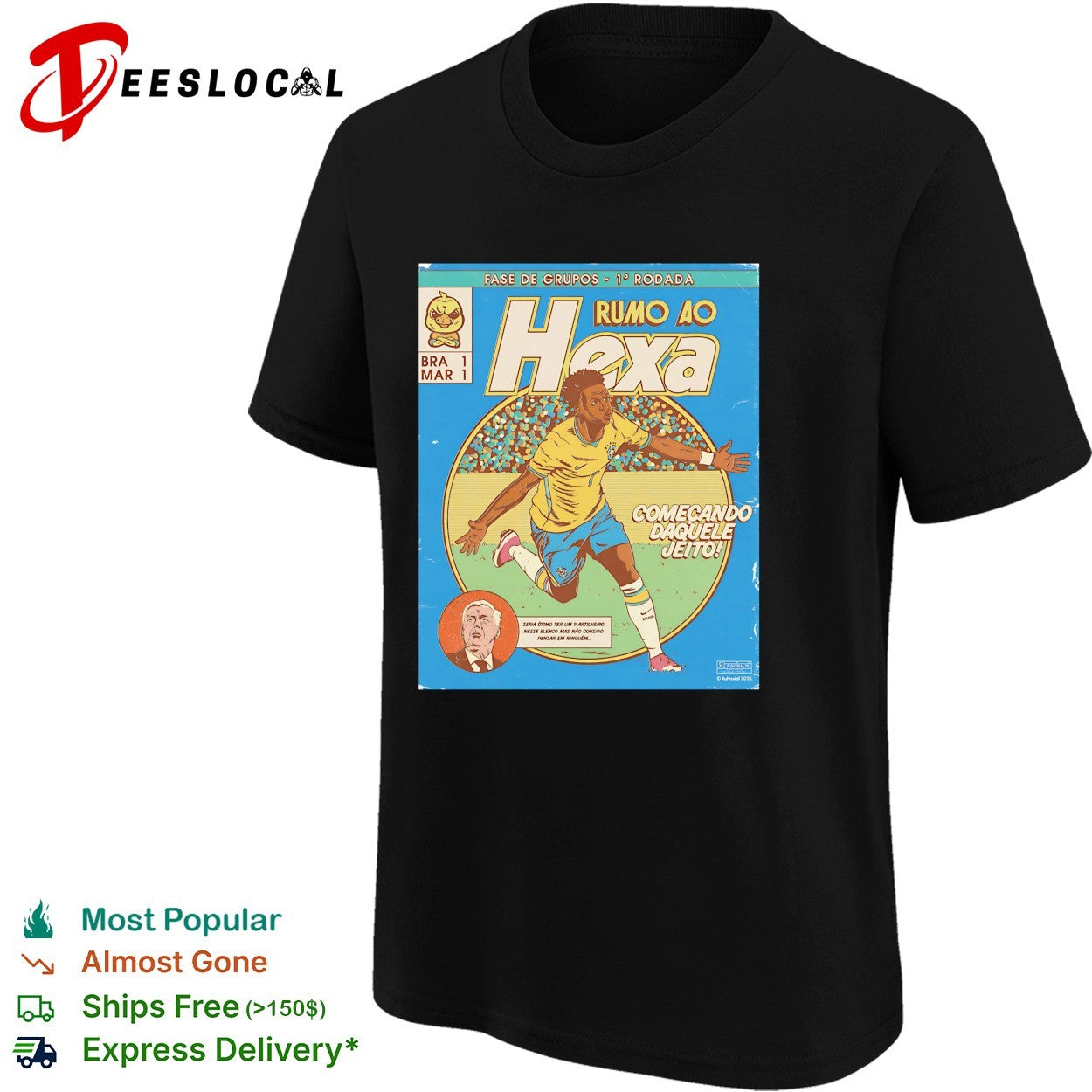 Brazil Rumo ao Hexa Vinicius Jr World Cup 2026 group stage first round comic shirt
