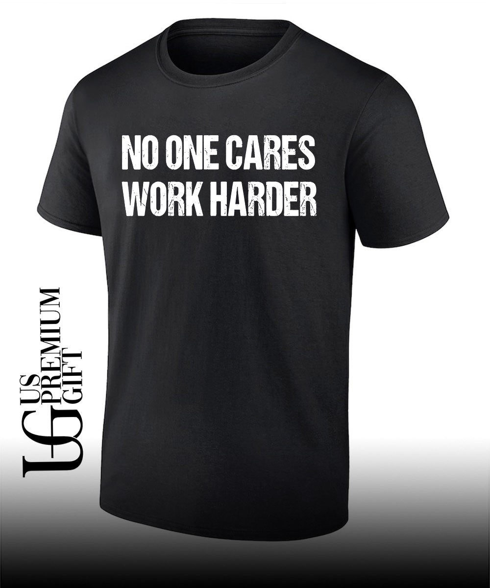 Bryson DeChambeau wearing No One Cares Work Harder shirt