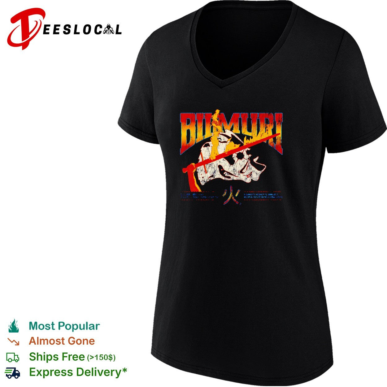 Bumuri skull rifle fire Japanese kanji warning shirt