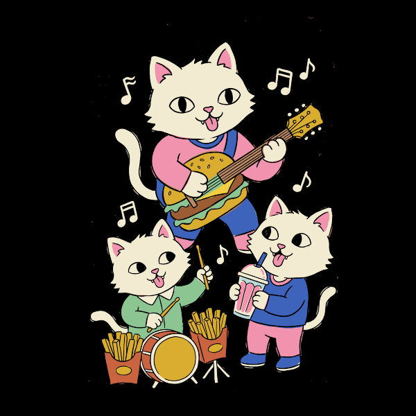 Burger Jam Kawaii Rocker Cats Retro
