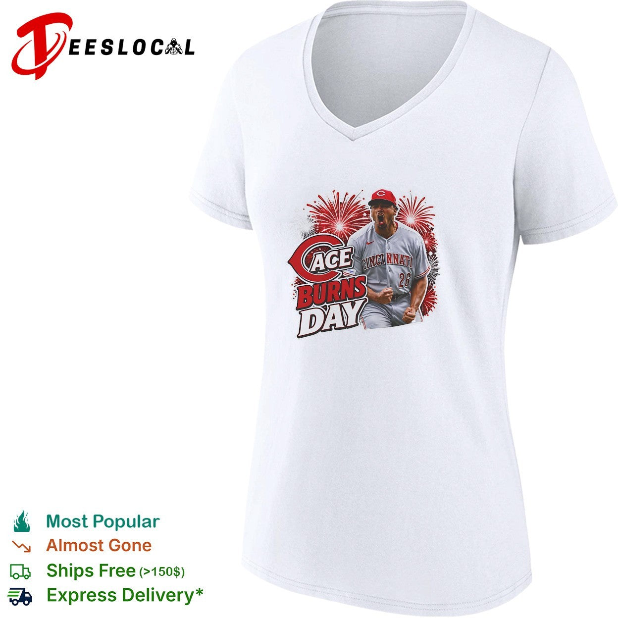 Cace Burns Day Cincinnati Reds pitcher 26 celebrating fireworks shirt