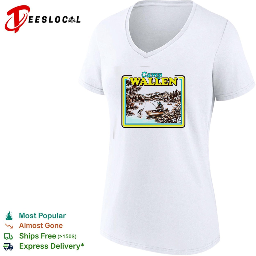 Camp Wallen bear fishing lake mountains shirt