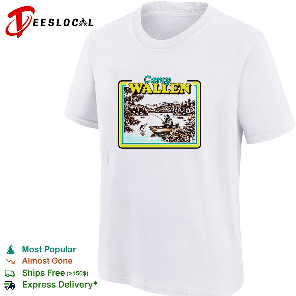 Camp Wallen bear fishing lake mountains shirt
