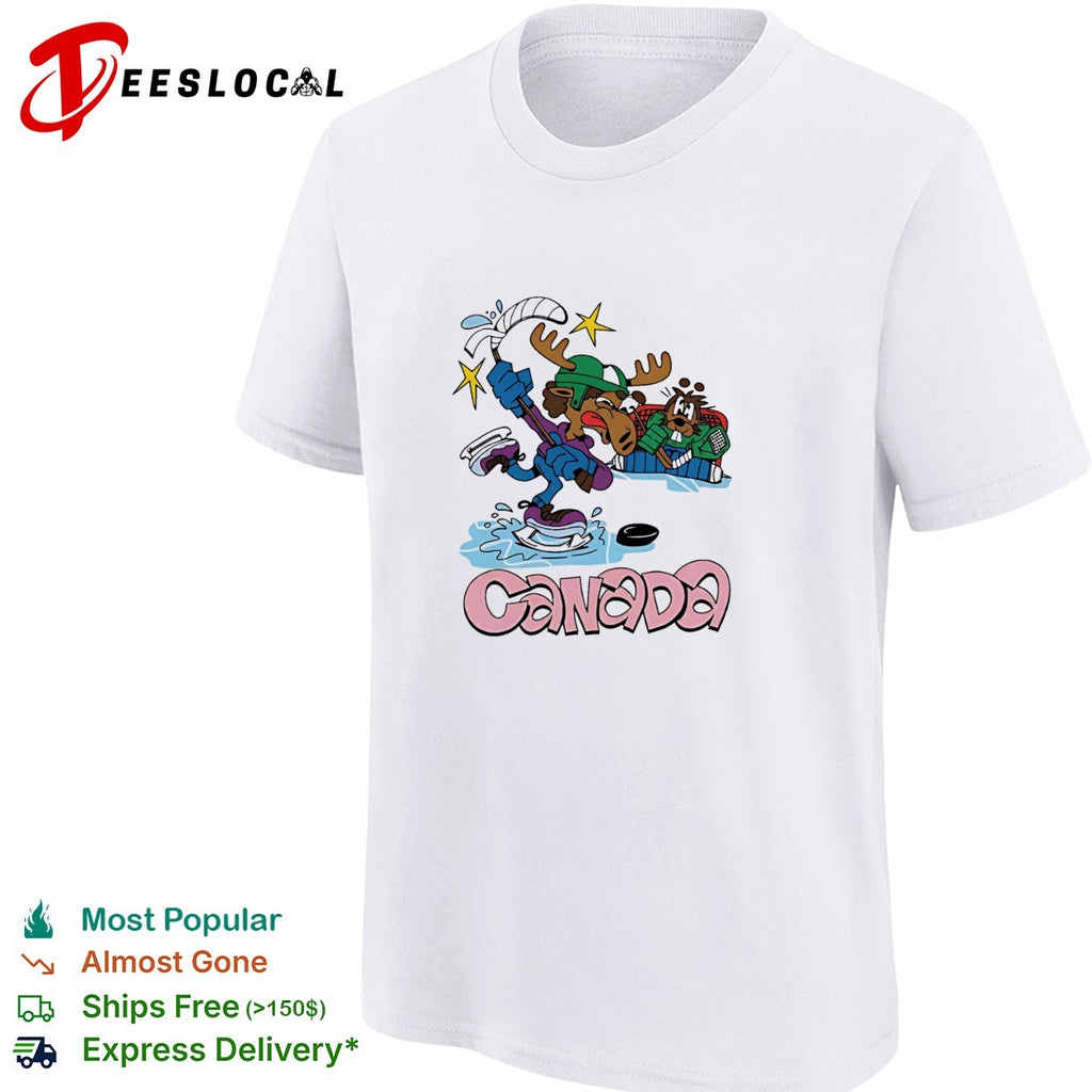 Canada moose playing hockey against beaver shirt
