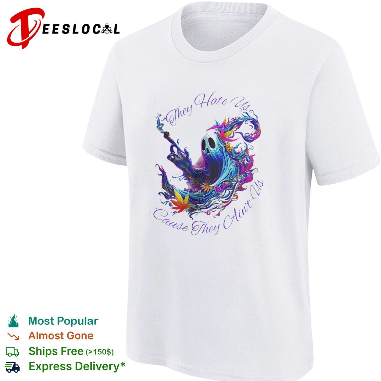 Cannabis ghost they hate us smoking joint cause ain’t us shirt