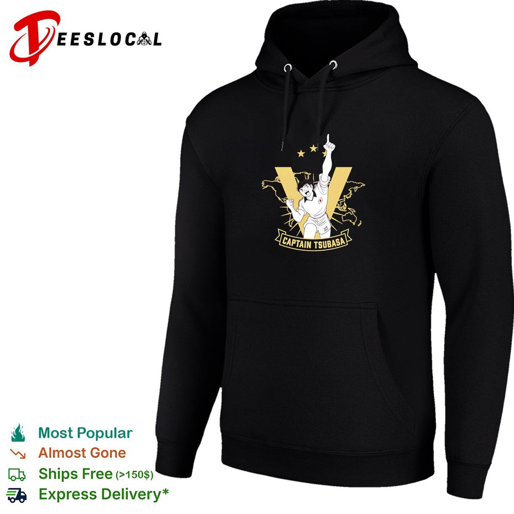 Captain Tsubasa number 10 raising fist celebrating world map shirt