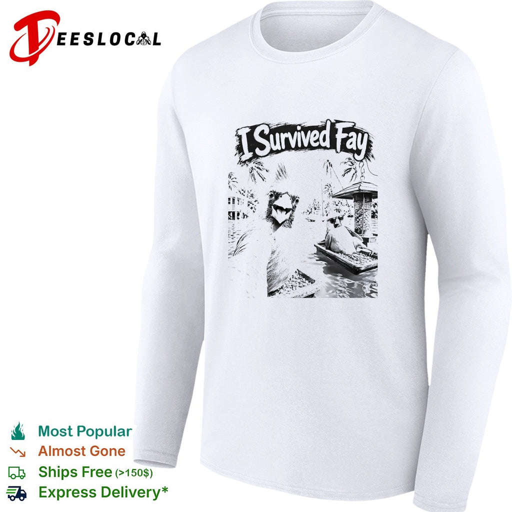 Cardinal taking selfie I survived Fay hurricane flood shirt