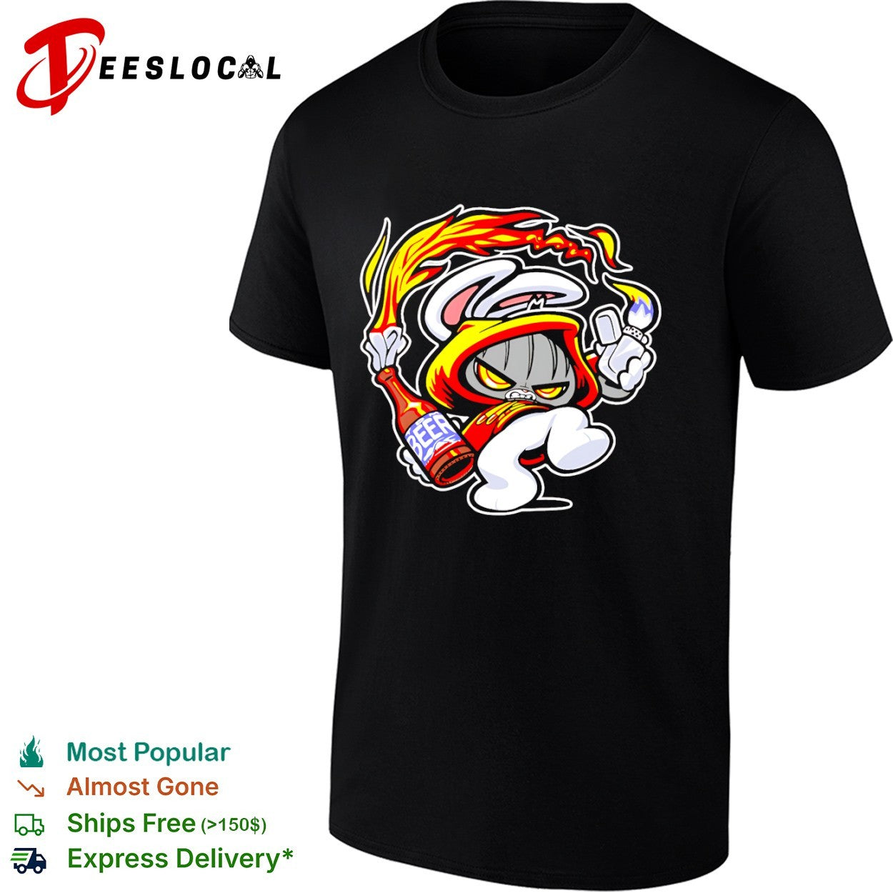 Cartoon rabbit molotov beer shirt