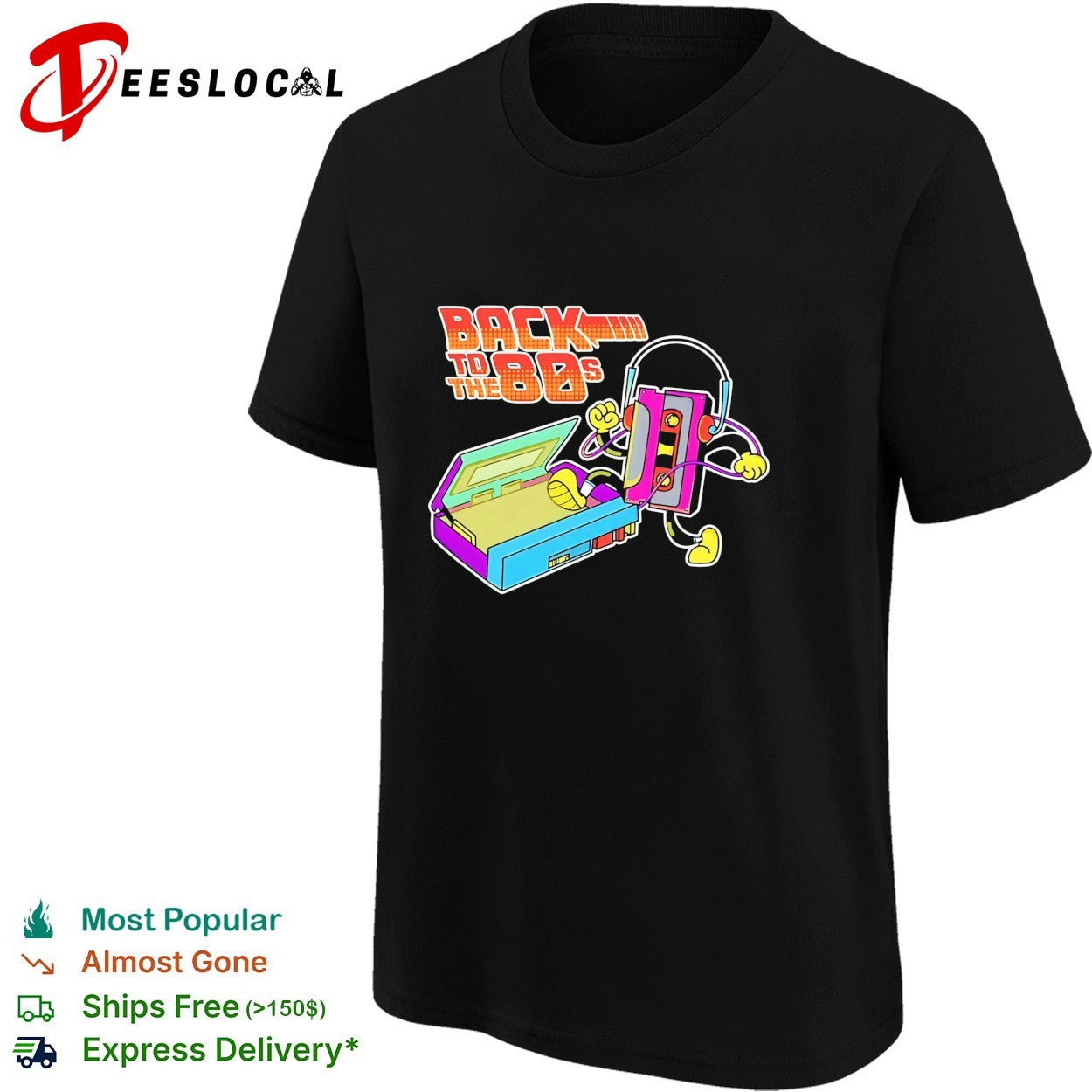 Cassette tape dancing back to the 80s retro music boombox shirt