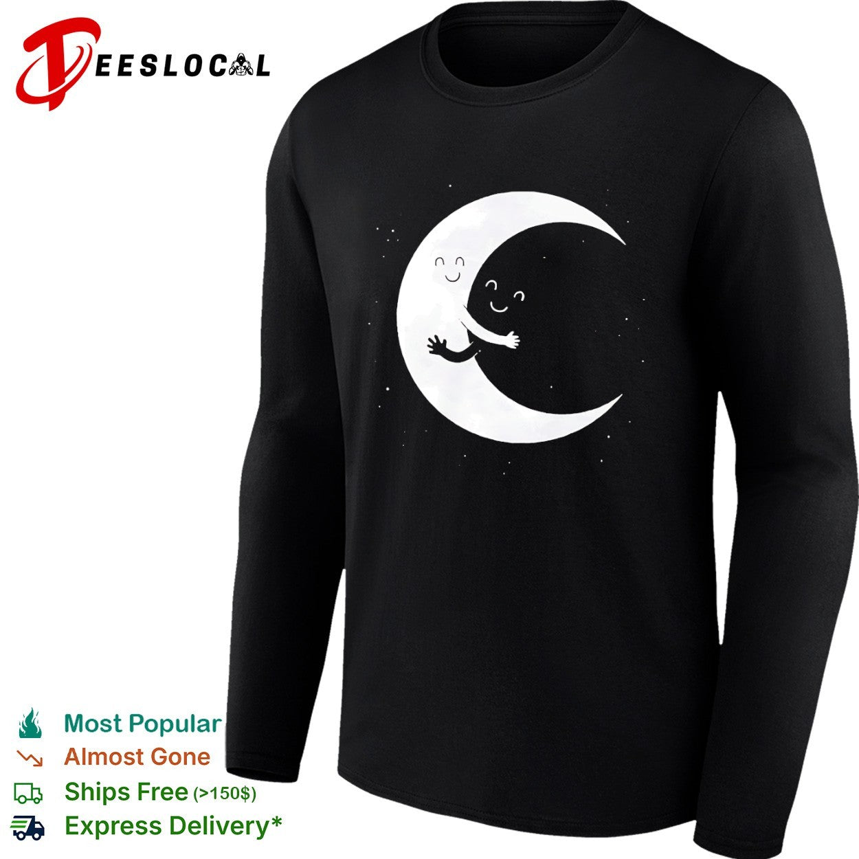 Celestial Moon Hugging Cresent Night Sky Space shirt