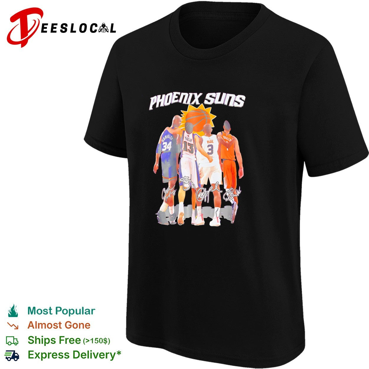 Charles Barkley Steve Nash Chris Paul Devin Booker Phoenix Suns NBA signature shirt