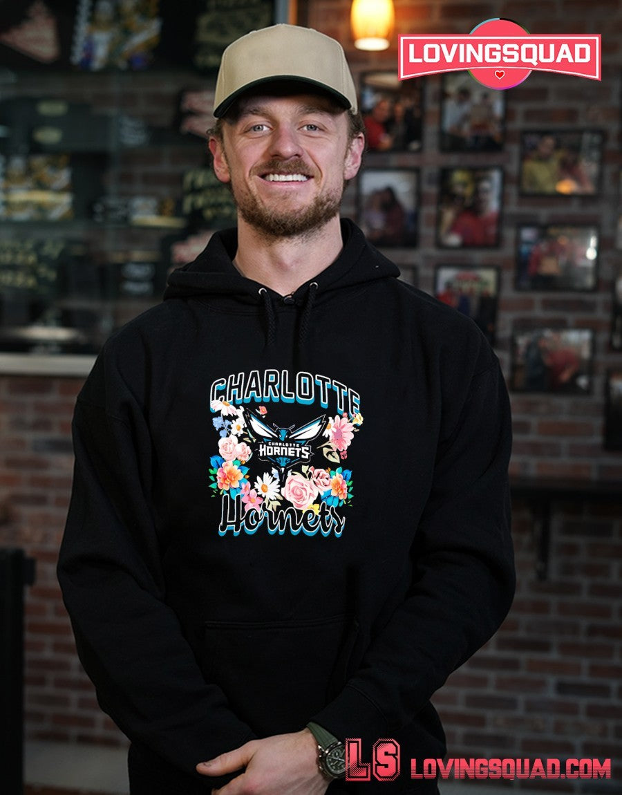Charlotte Hornets Flowers Team Logo Graphic Shirt