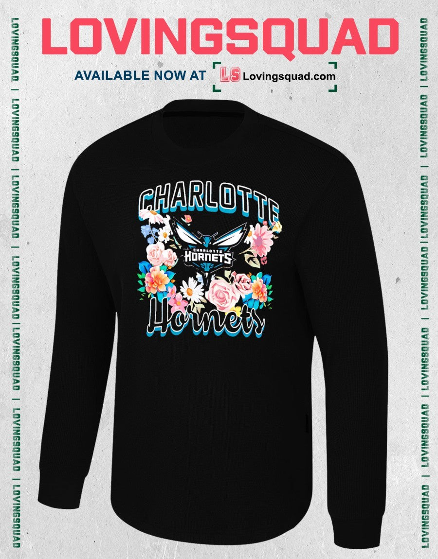Charlotte Hornets Flowers Team Logo Graphic Shirt