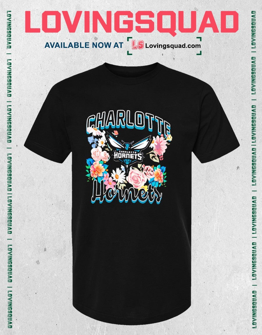 Charlotte Hornets Flowers Team Logo Graphic Shirt