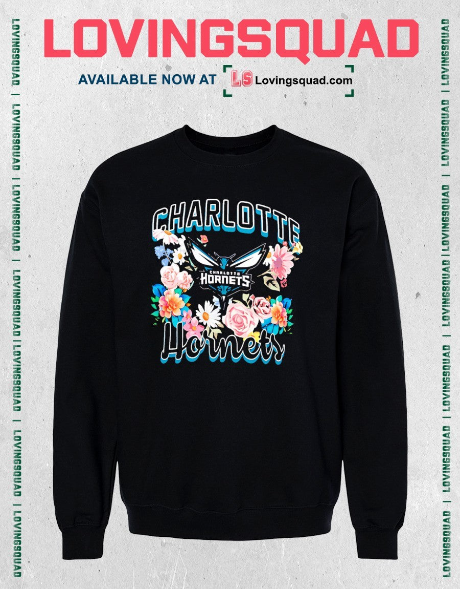 Charlotte Hornets Flowers Team Logo Graphic Shirt