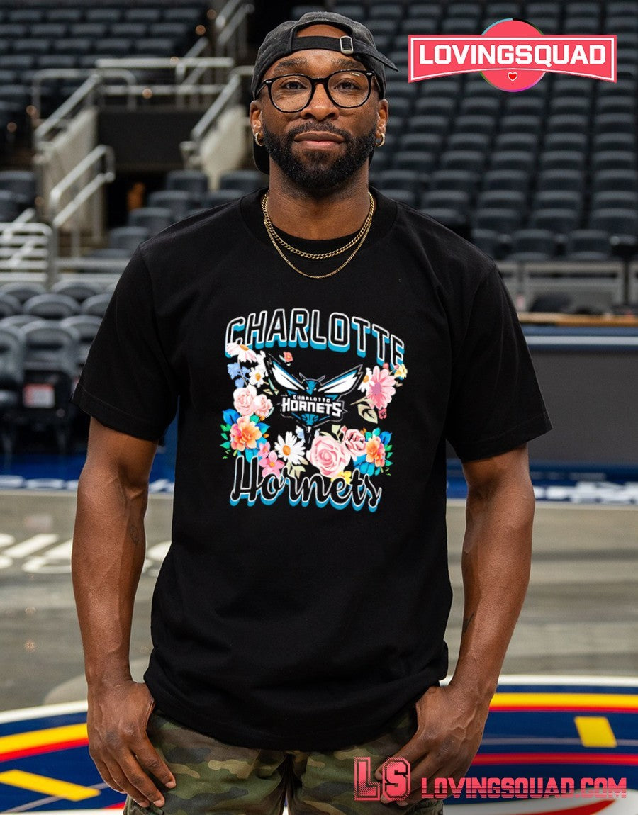 Charlotte Hornets Flowers Team Logo Graphic Shirt
