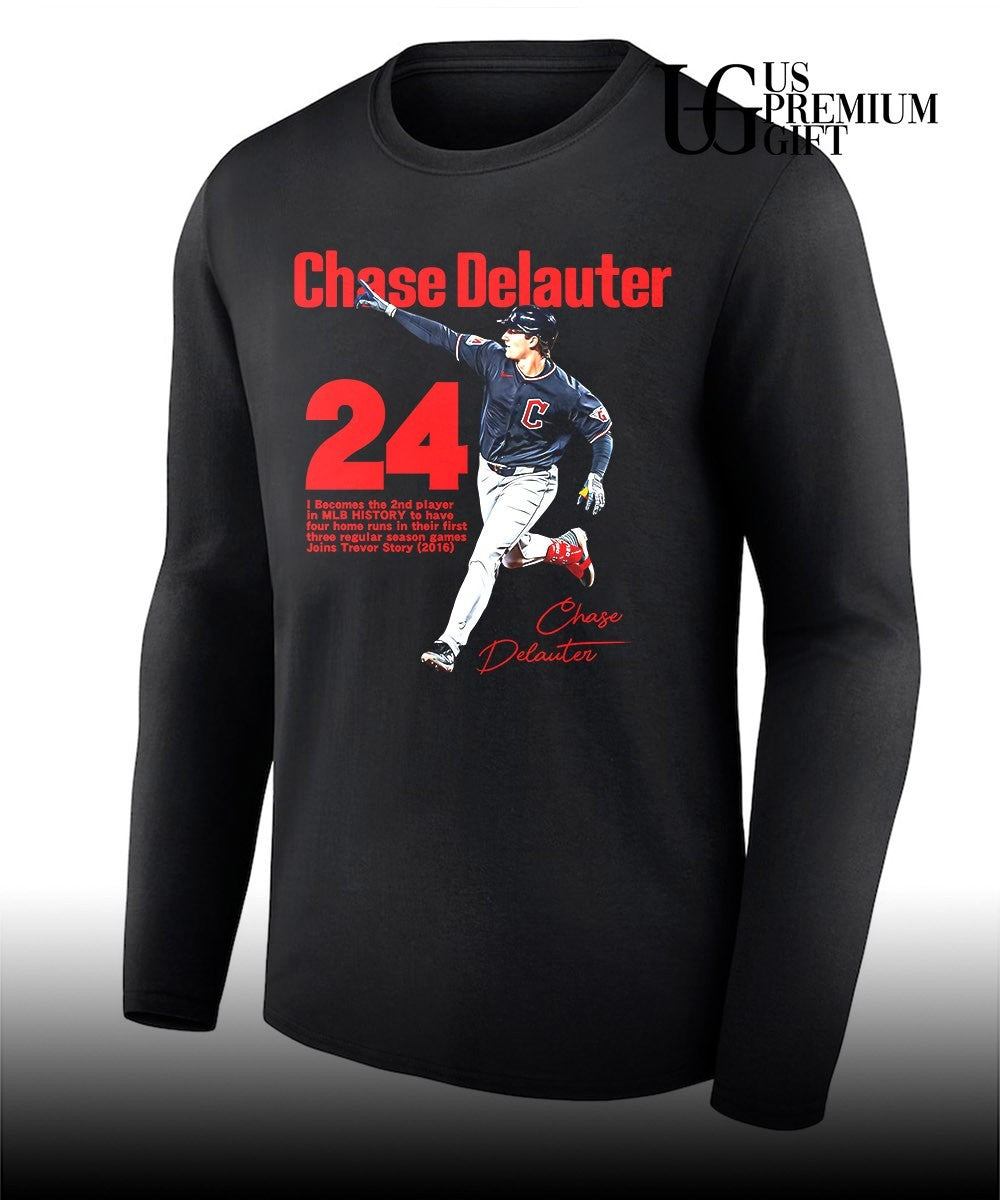 Chase Delauter 24 Cleveland Guardians baseball signature shirt