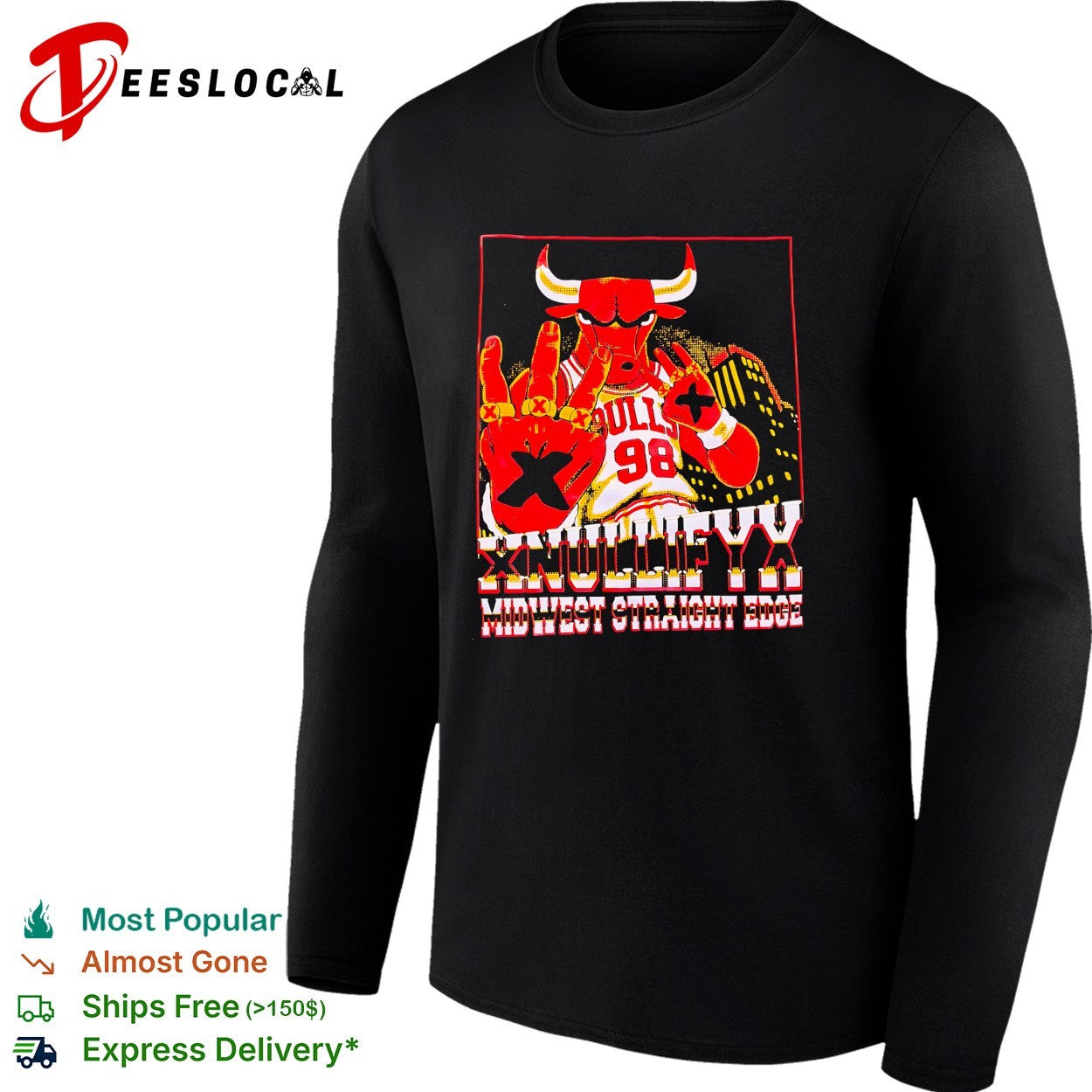 Chicago Bulls Xnullieyy Midwest Straight Edge number 98 shirt