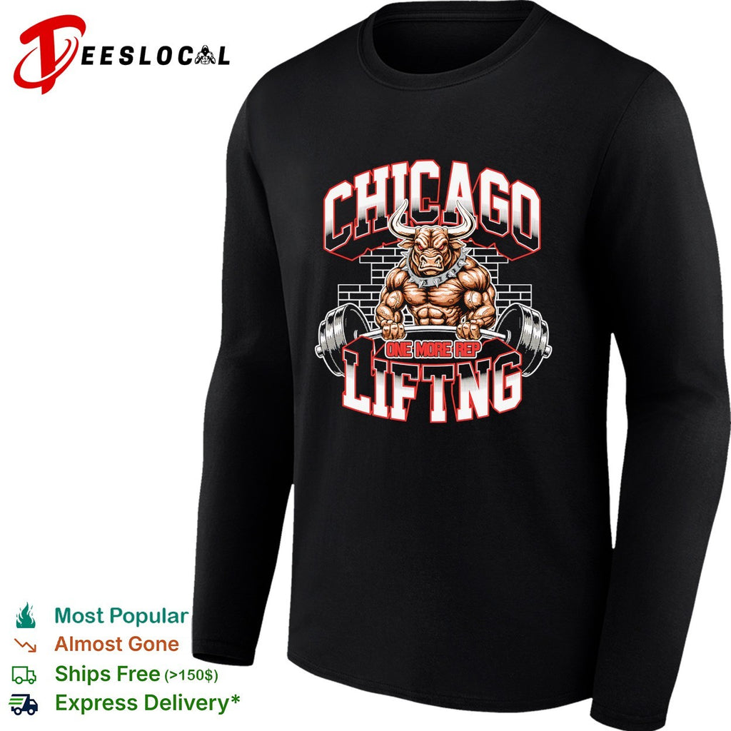 Chicago Bulls bull lifting one more rep weightlifting shirt