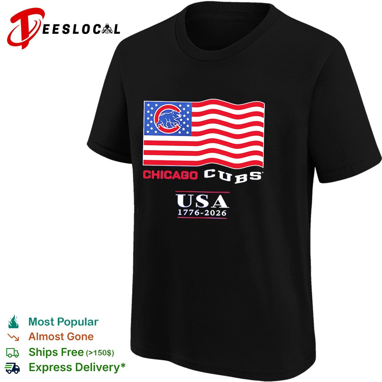 Chicago Cubs USA 1776 2026 American Flag Logo MLB shirt