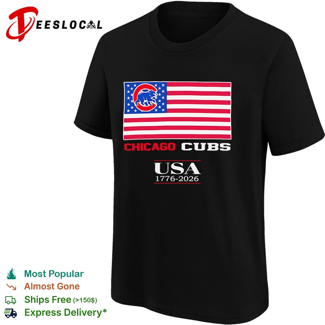 Chicago Cubs USA 1776 2026 USA flag shirt