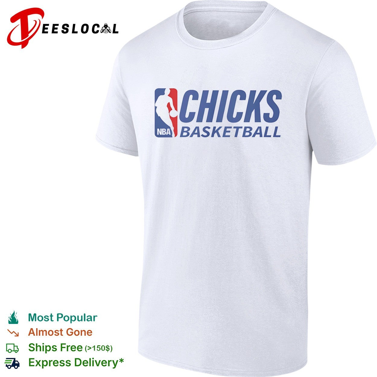 Chicks basketball NBA logo parody shirt