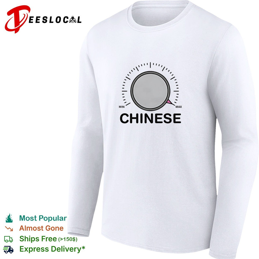 Chinese volume knob dial turned to max shirt