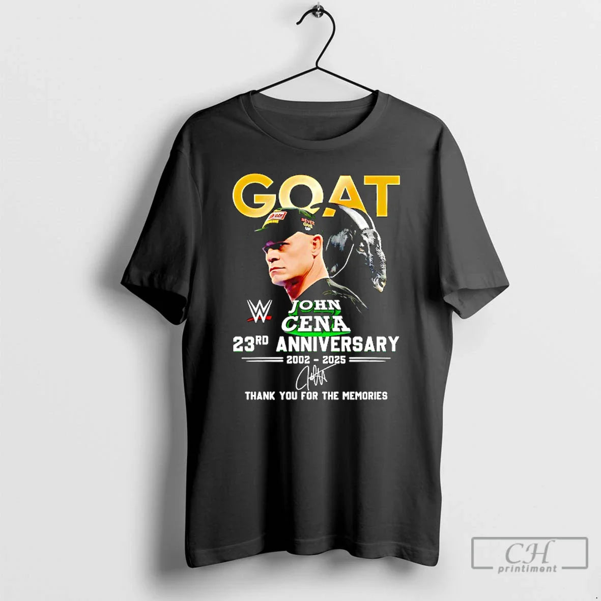 Classic John Cena Goat Never Give Up 23rd Anniversary 2002 2025 Thank You T-Shirts, Hoodie, Sweatshirt
