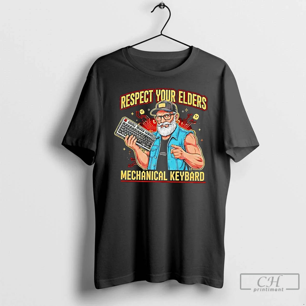 Classic Respect Your Elders Mechanical Keyboard Funny Gamer Tech T-Shirts, Hoodie, Sweatshirt