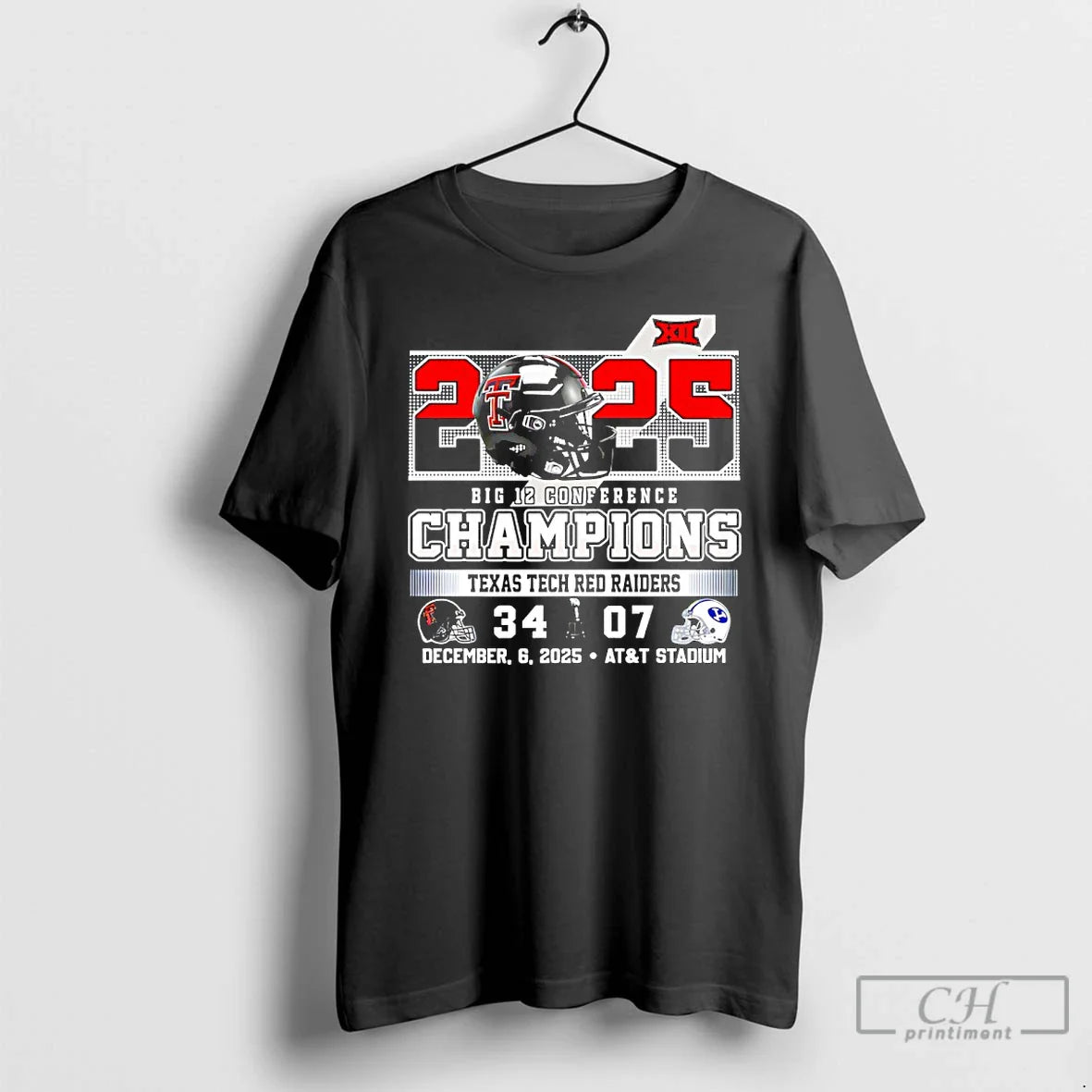 Classic Texas Tech Red Raiders 2025 Big 12 Conference Champions 34 07 Score T-Shirts, Hoodie, Sweatshirt