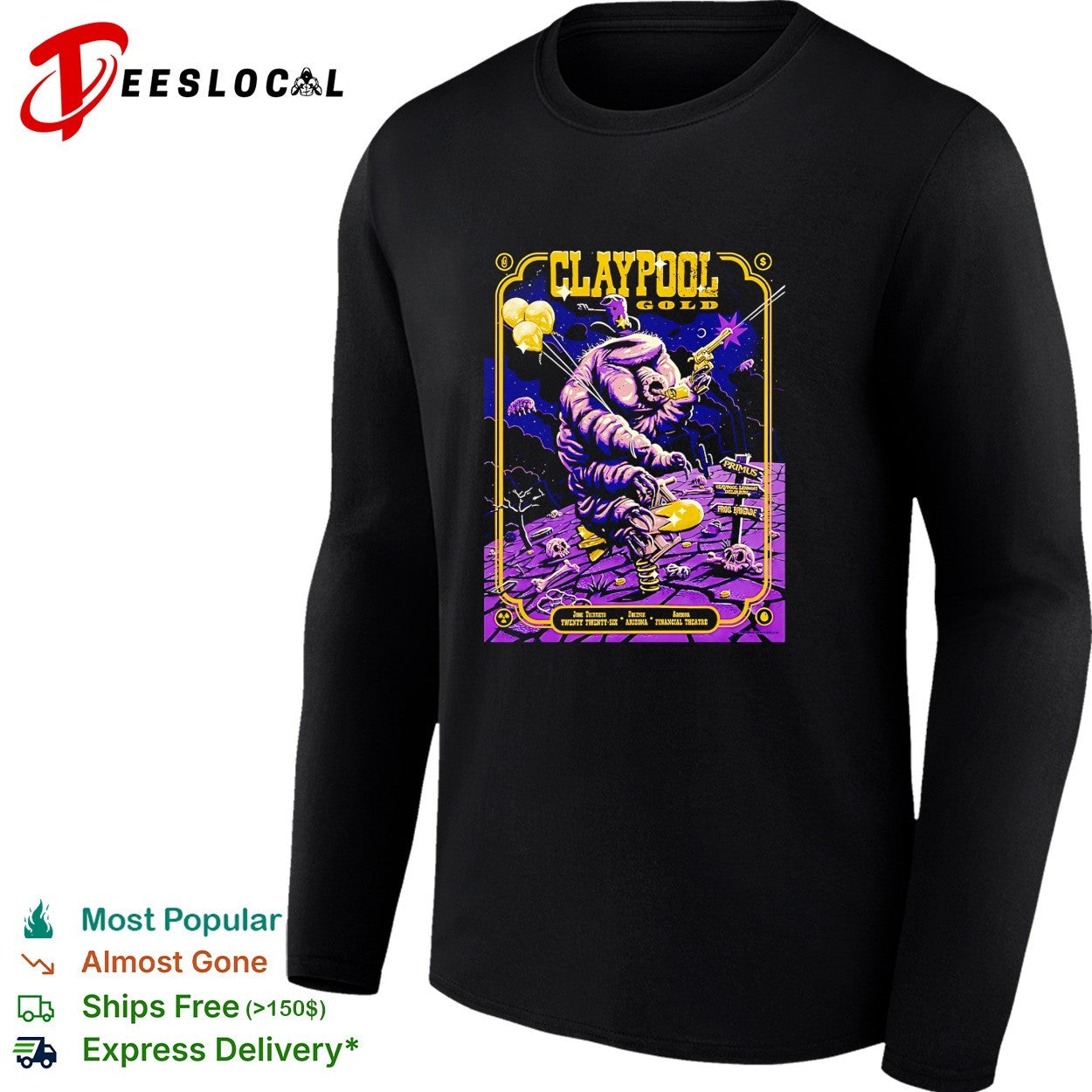 Claypool Gold Primus Claypool Lennon Delirium and Frog Brigade Theatre On June 30 2026 shirt