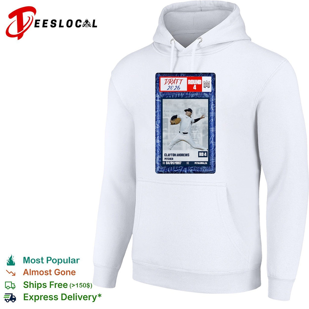 Clayton Andrews New York Yankees MLB Draft 2026 Round 4 pitcher trading card shirt