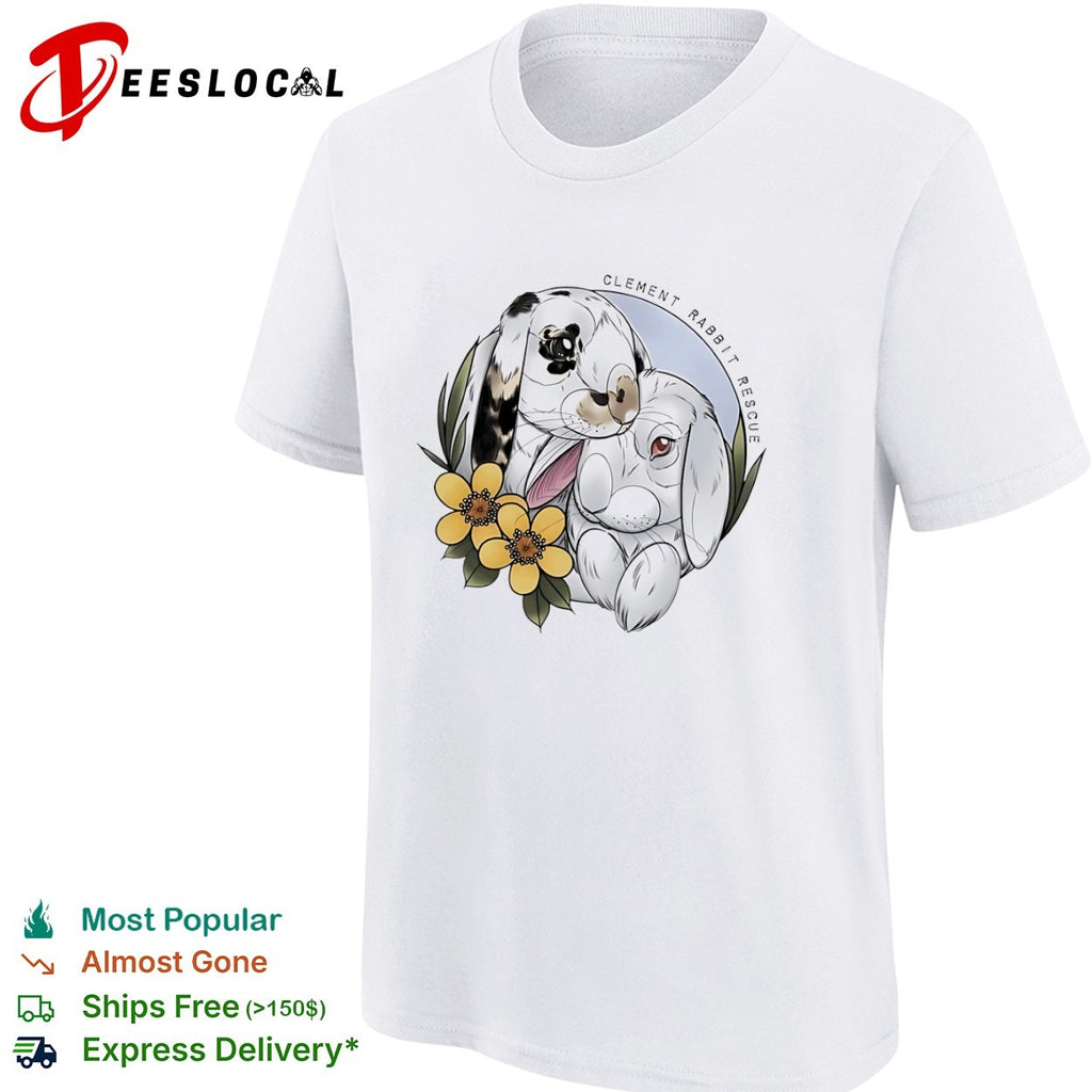Clement Rabbit Rescue Cute Bunnies and Yellow Flowers Animal Wildlife shirt