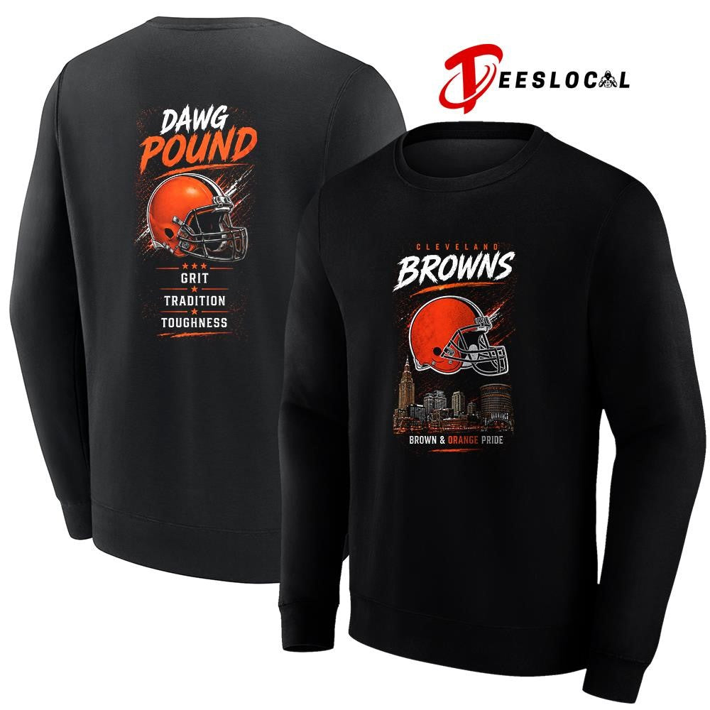 Cleveland Browns pride grit tradition toughness skyline helmet shirt