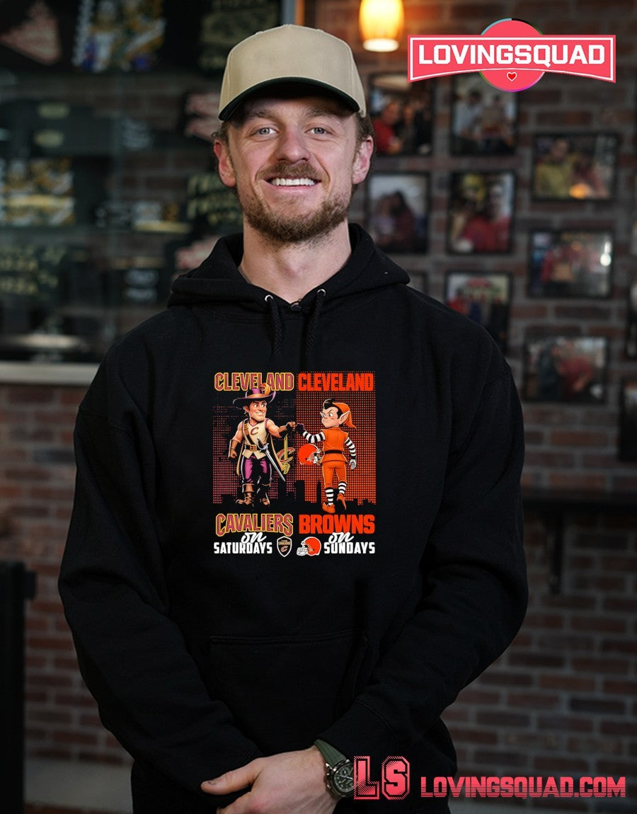 Cleveland Cavaliers On Saturdays And Cleveland Browns On Sundays Mascots Graphic Shirt
